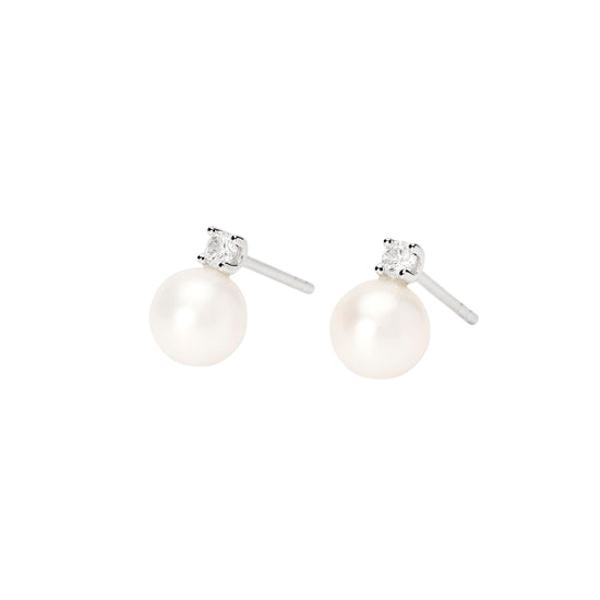 Orecchini Mabina My Diamond in argento perle e diamanti 0,12ct MISURA UNICA