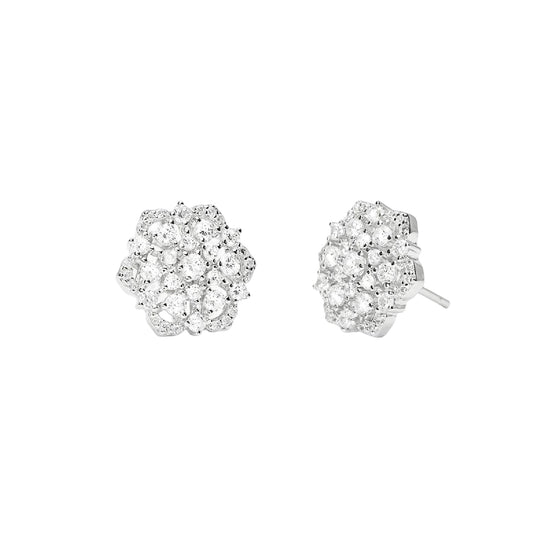 Orecchini lobo Mabina in argento e zirconi a forma di fiore MISURA UNICA
