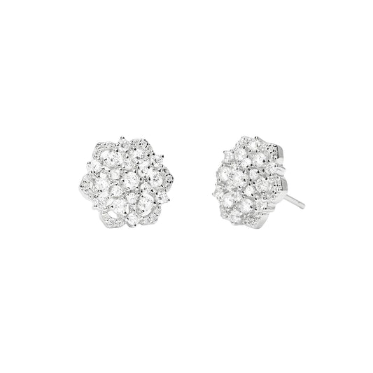 Orecchini lobo Mabina in argento e zirconi a forma di fiore MISURA UNICA