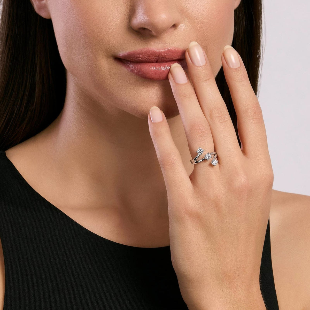 Anello trilogy Mabina in lega con zirconi bianchi da donna Regolabile dalla 11 alla 19