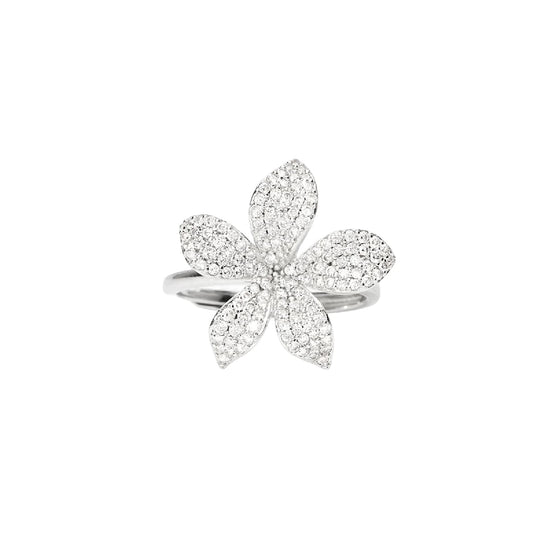 Anello regolabile Mabina in lega con zirconi forma di fiore Regolabile dalla 11 alla 19