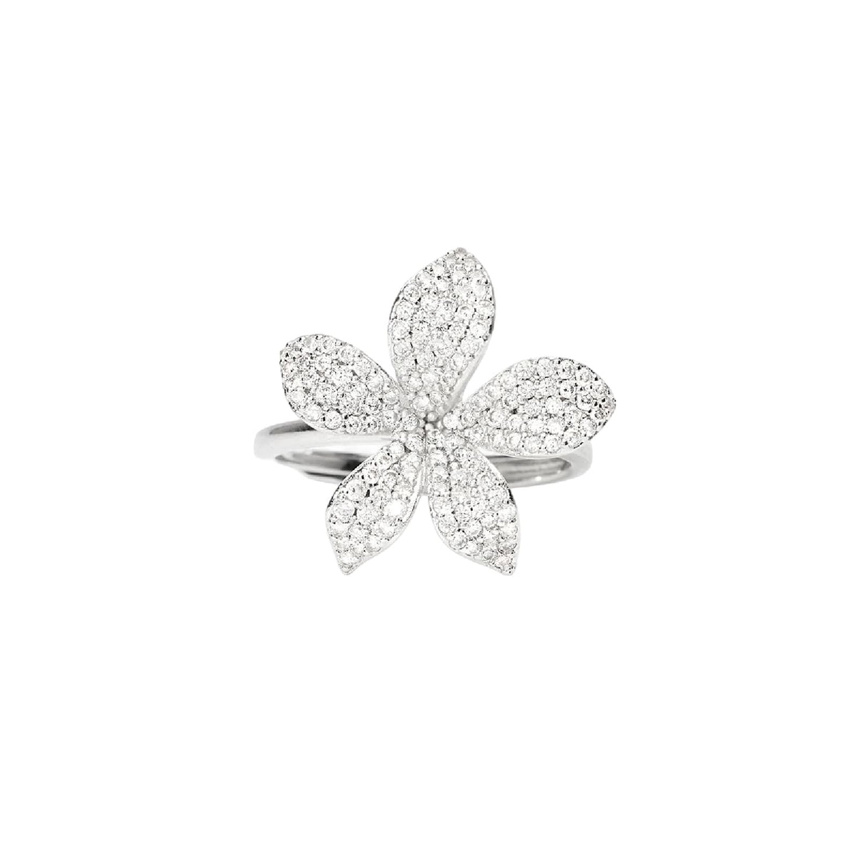 Anello regolabile Mabina in lega con zirconi forma di fiore Regolabile dalla 11 alla 19