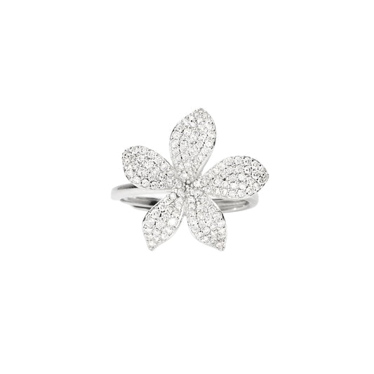 Anello regolabile Mabina in lega con zirconi forma di fiore Regolabile dalla 11 alla 19