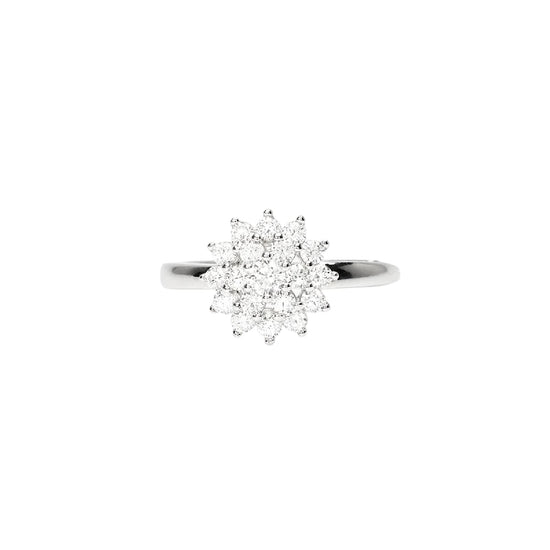 Anello regolabile Mabina in lega con fiore di zirconi Regolabile dalla 11 alla 19