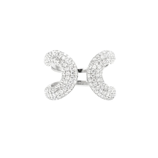 Anello aperto Mabina in lega con pavè di zirconi da donna Regolabile dalla 11 alla 19