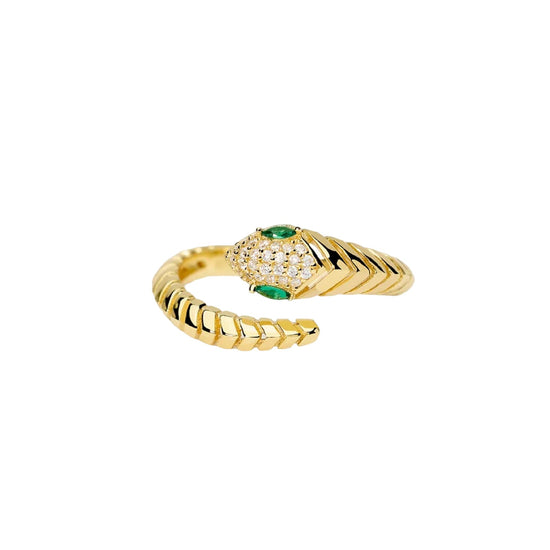 Anello aperto Mabina in lega dorata con zirconi serpente Regolabile dalla 11 alla 19