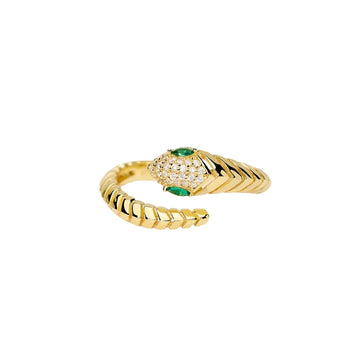 Anello aperto Mabina in lega dorata con zirconi serpente Regolabile dalla 11 alla 19