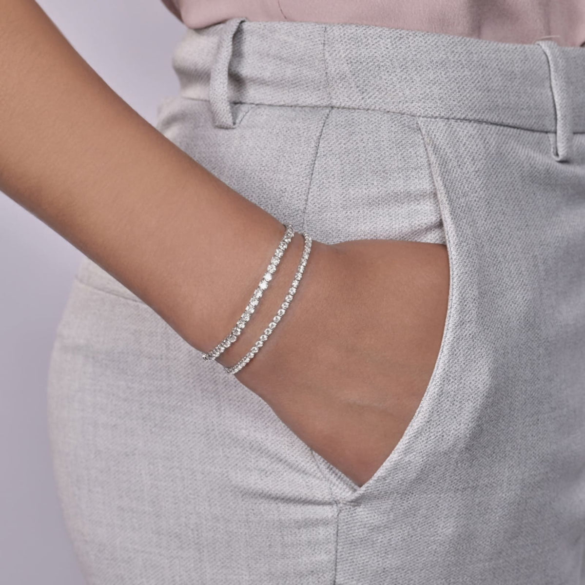 Bracciale tennis Mabina in lega con zirconi bianchi 17 cm