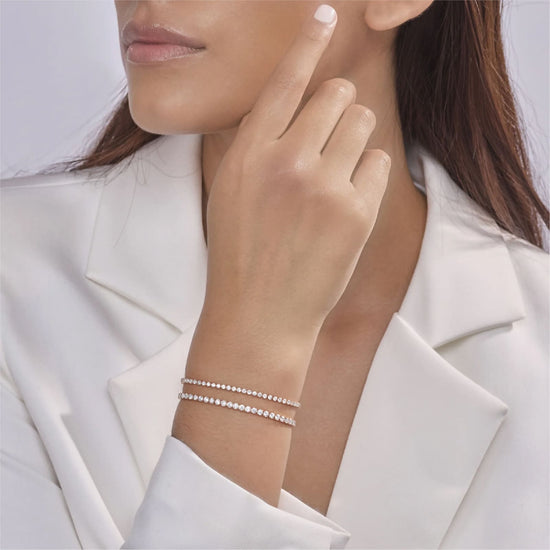 Bracciale tennis Mabina in bronzo rodiato con zirconi 18,5 cm
