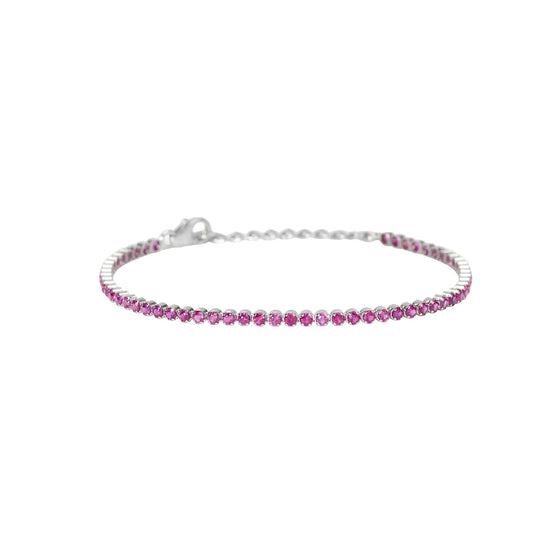 Bracciale tennis Mabina in bronzo rodiato con zirconi rosa 18,5 cm