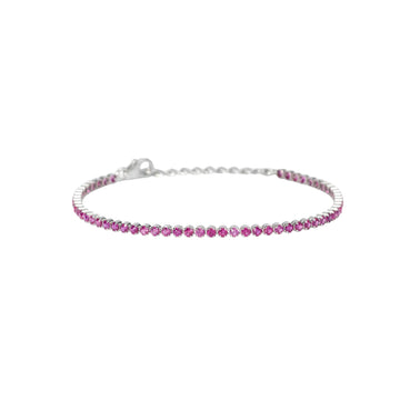 Bracciale tennis Mabina in bronzo rodiato con zirconi rosa 18,5 cm