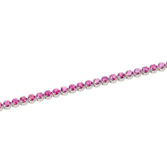 Bracciale tennis Mabina in bronzo rodiato con zirconi rosa 18,5 cm