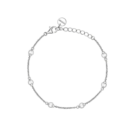 Bracciale catena Mabina in lega con zirconi a cuore 19 cm
