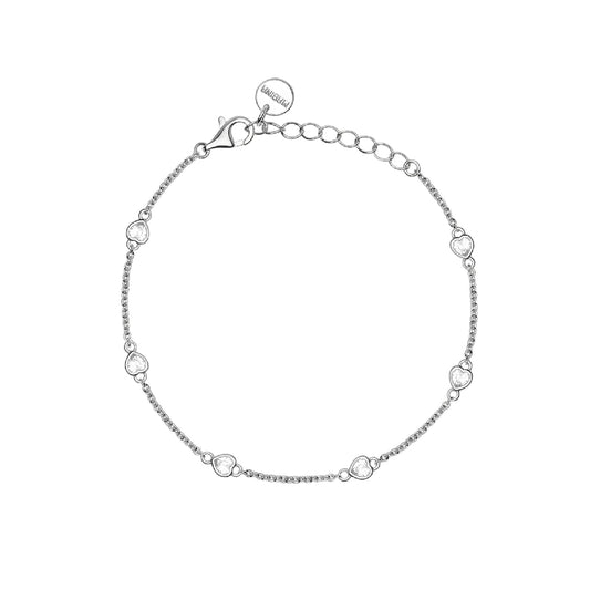 Bracciale catena Mabina in lega con zirconi a cuore 19 cm
