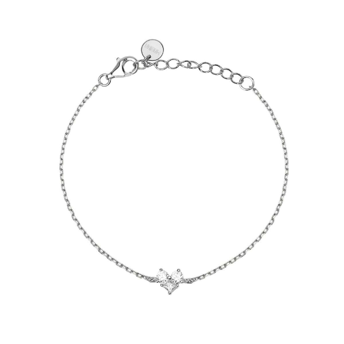 Bracciale catena Mabina in lega con zirconi a forma di cuore 19 cm