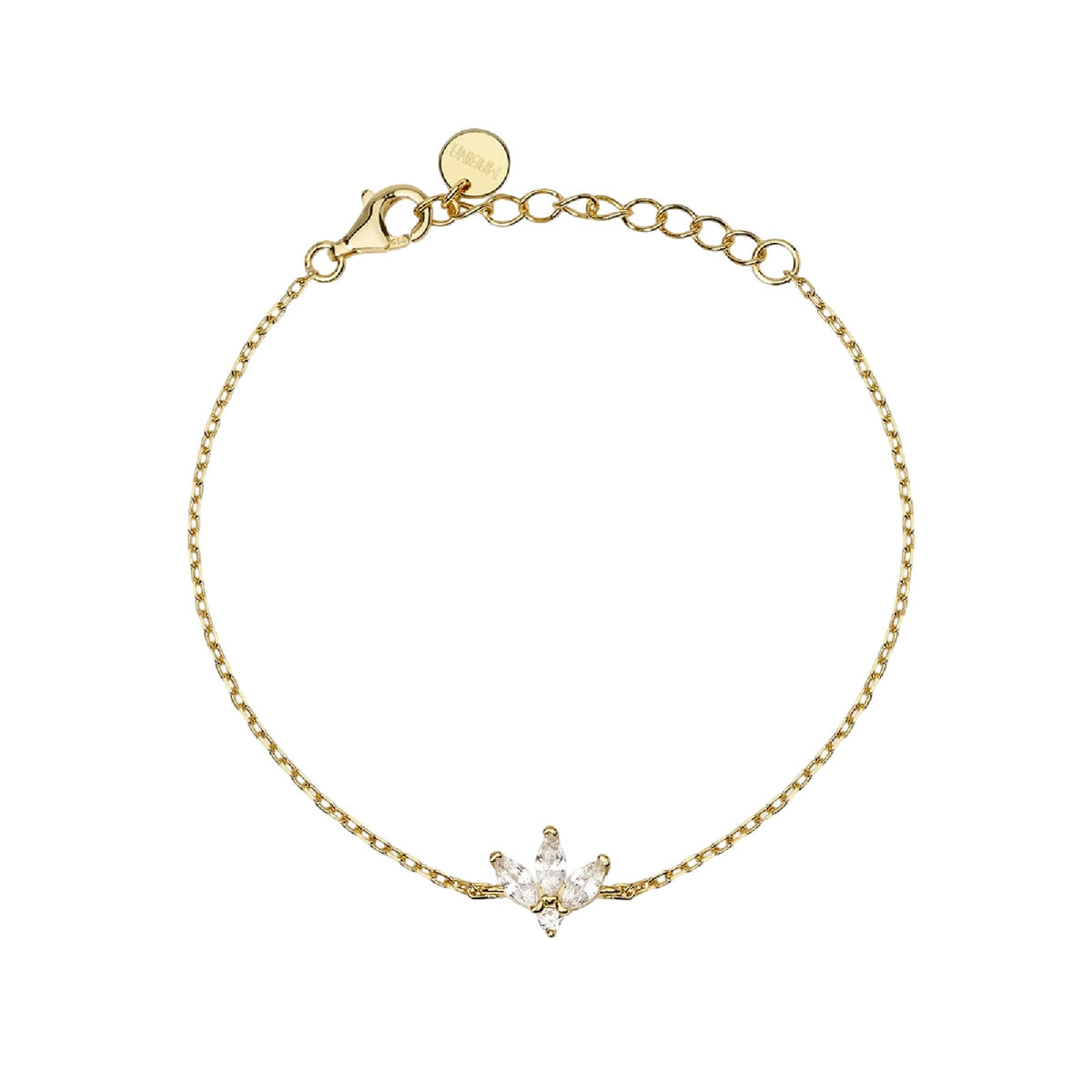 Bracciale catena Mabina in lega dorata con zirconi fiore 19 cm