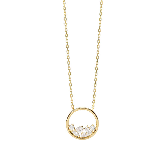 Collana catena Mabina in lega dorata e cerchio con zirconi MISURA UNICA