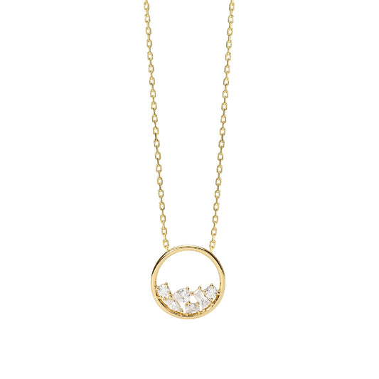 Collana catena Mabina in lega dorata e cerchio con zirconi MISURA UNICA