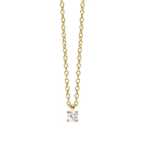 Collana catena Mabina in lega dorata con zircone punto luce MISURA UNICA