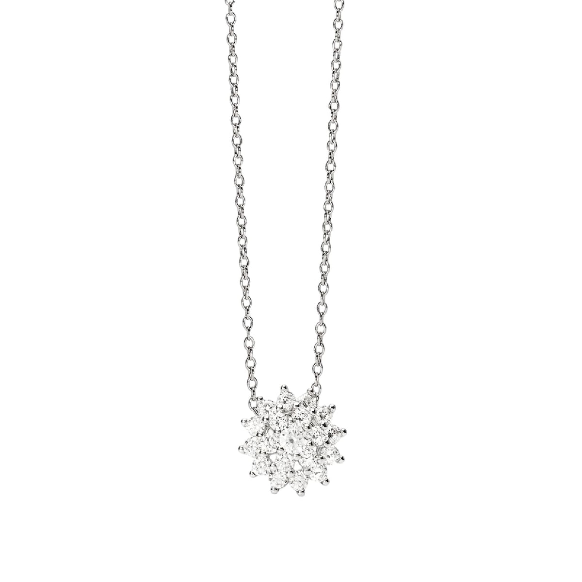 Collana catena Mabina in lega con zirconi sole pendente MISURA UNICA