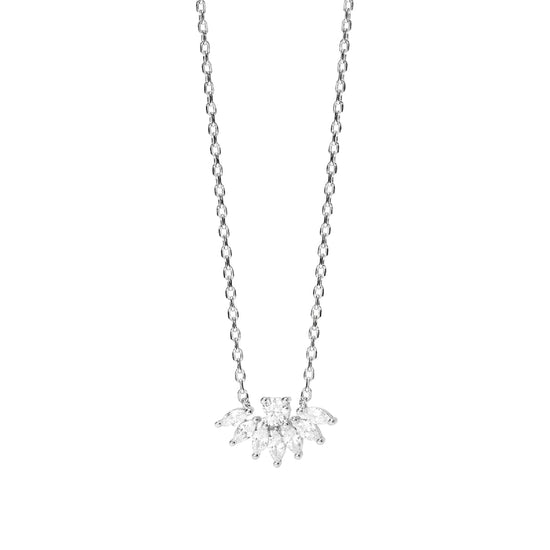Collana catena Mabina in lega con zirconi mezzo fiore MISURA UNICA
