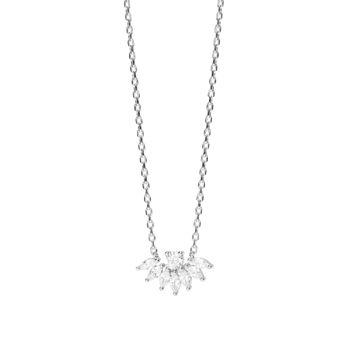 Collana catena Mabina in lega con zirconi mezzo fiore MISURA UNICA