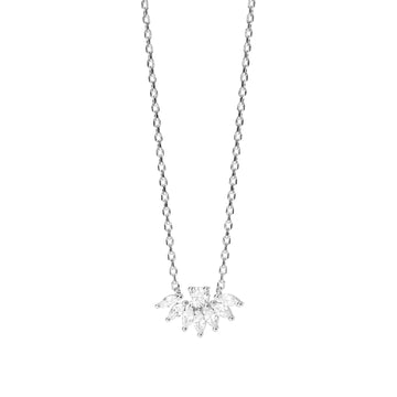 Collana catena Mabina in lega con zirconi mezzo fiore MISURA UNICA