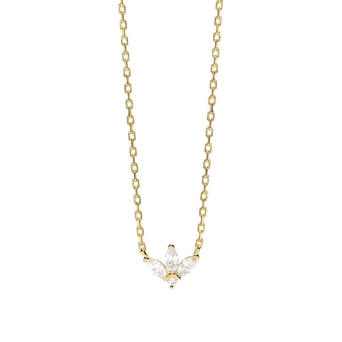 Collana catena Mabina in lega dorata con zirconi fiore MISURA UNICA