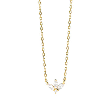 Collana catena Mabina in lega dorata con zirconi fiore MISURA UNICA