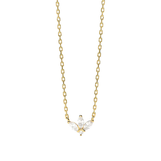 Collana catena Mabina in lega dorata con zirconi fiore MISURA UNICA