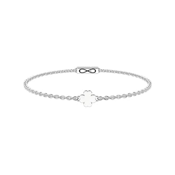 Bracciale Kidult Infinity in acciaio con quadrifoglio 16 cm