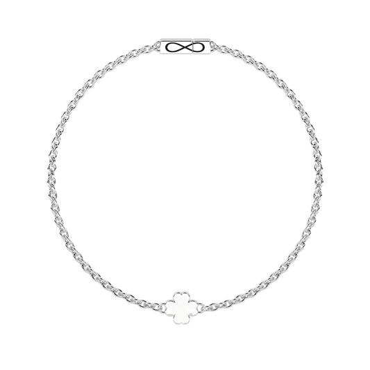 Bracciale Kidult Infinity in acciaio con quadrifoglio 16 cm