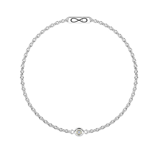 Bracciale Kidult Infinity in acciaio con diamante Lab-Grown 16 cm
