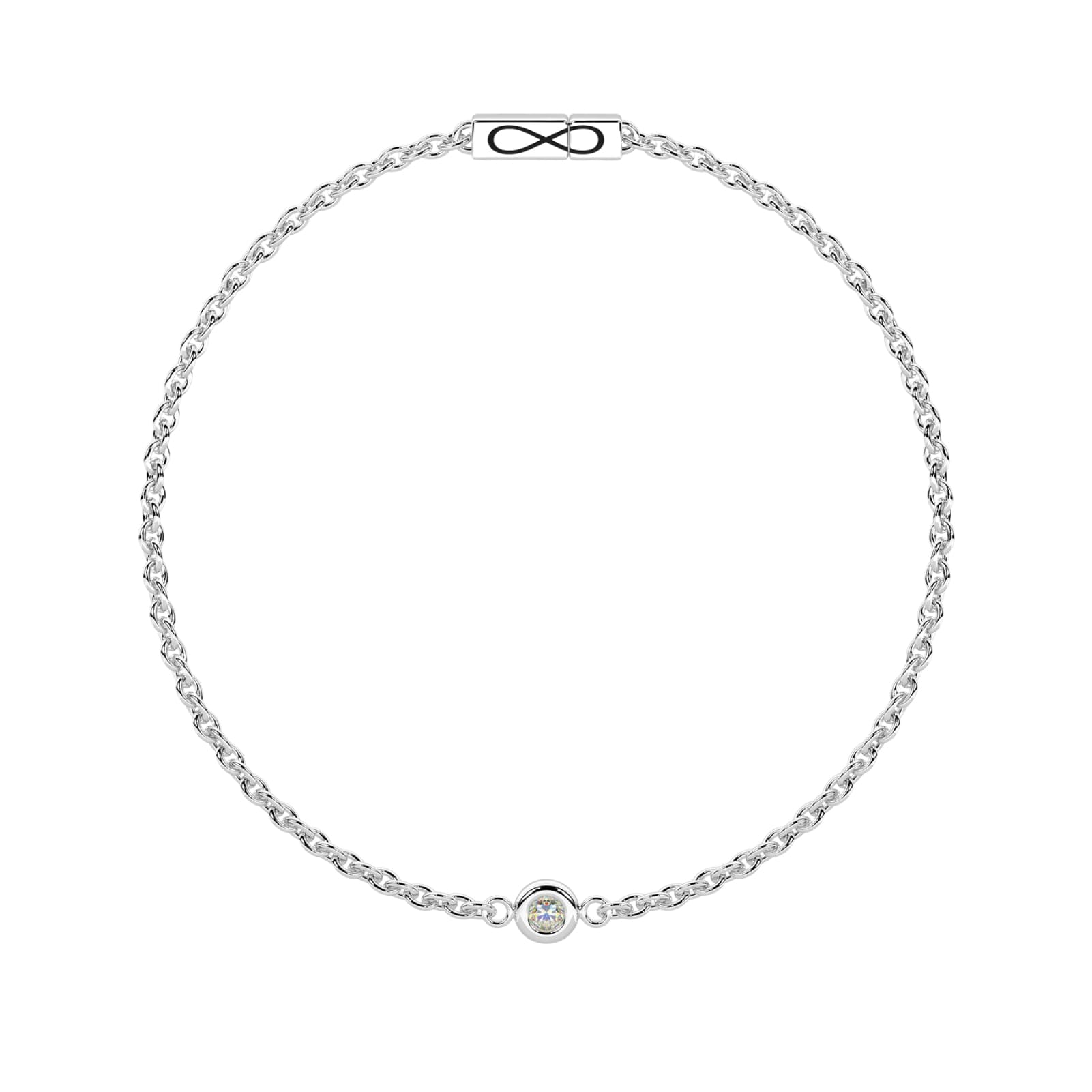 Bracciale Kidult Infinity in acciaio con diamante Lab-Grown 16 cm