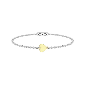 Bracciale Kidult Infinity in acciaio con cuore in oro 9KT 16 cm