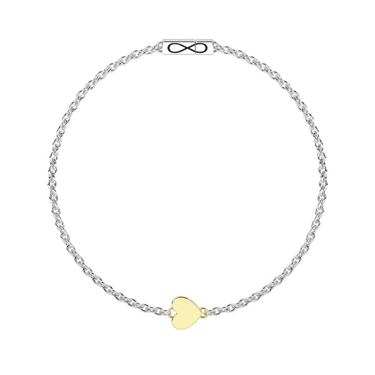 Bracciale Kidult Infinity in acciaio con cuore in oro 9KT 16 cm