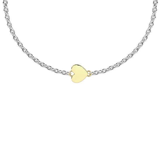 Bracciale Kidult Infinity in acciaio con cuore in oro 9KT 16 cm