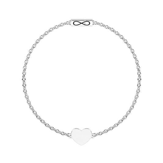 Bracciale Kidult Infinity in acciaio con cuore e infinito 16 cm