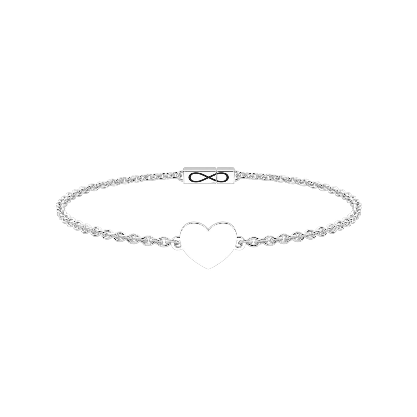 Bracciale Kidult Infinity in acciaio con cuore e infinito 16 cm