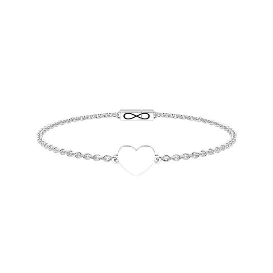 Bracciale Kidult Infinity in acciaio con cuore e infinito 16 cm