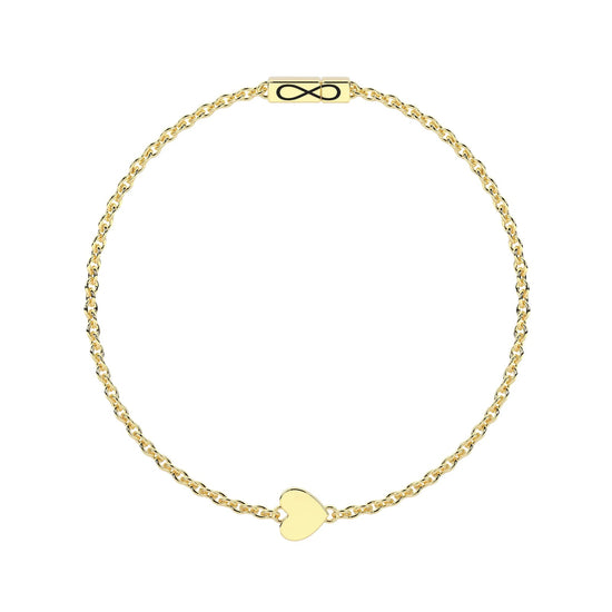Bracciale Kidult Infinity in acciaio pvd oro cuore e infinito 16 cm