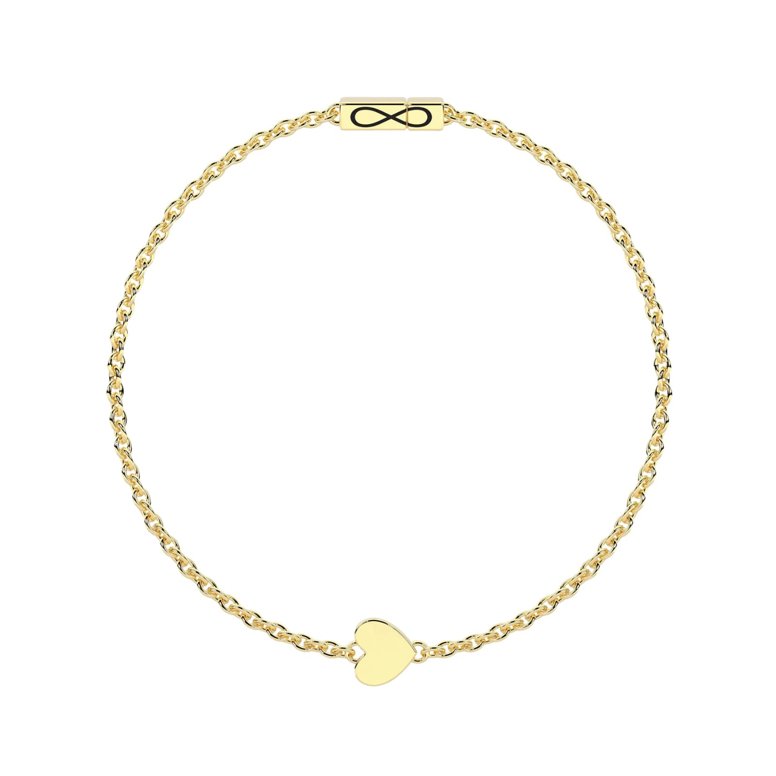 Bracciale Kidult Infinity in acciaio pvd oro cuore e infinito 16 cm