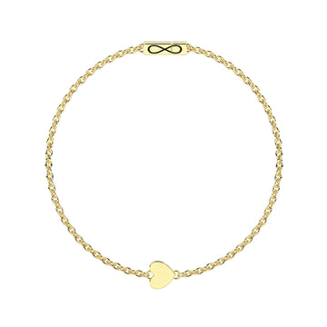 Bracciale Kidult Infinity in acciaio pvd oro cuore e infinito 16 cm