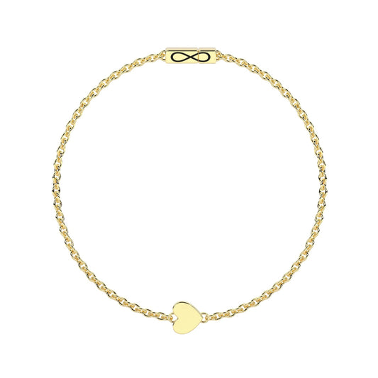 Bracciale Kidult Infinity in acciaio pvd oro cuore e infinito 16 cm