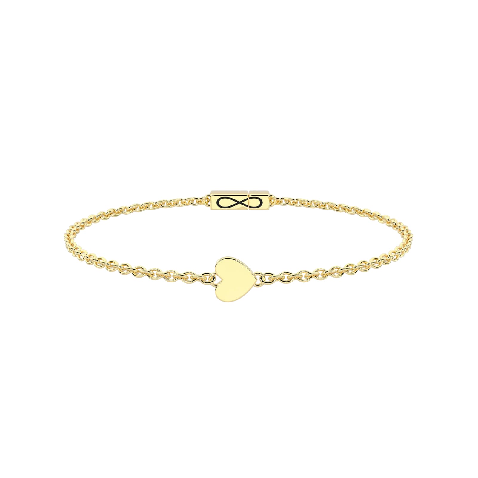 Bracciale Kidult Infinity in acciaio pvd oro cuore e infinito 16 cm