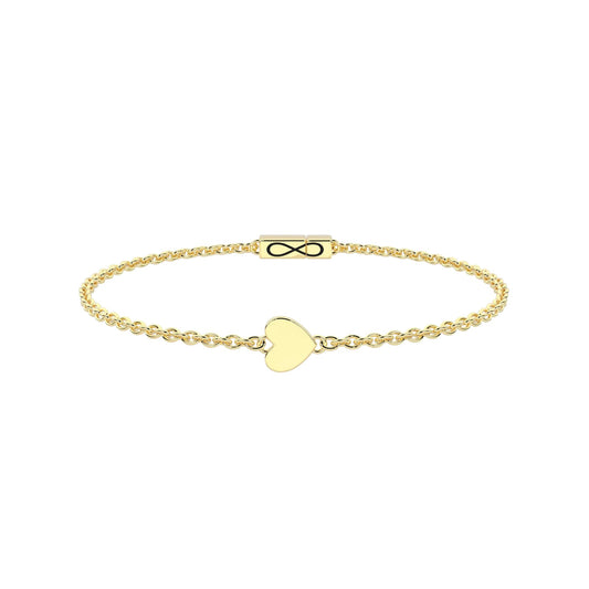 Bracciale Kidult Infinity in acciaio pvd oro cuore e infinito 16 cm