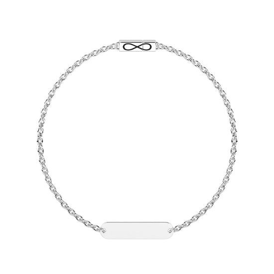 Bracciale Kidult Infinity in acciaio targhetta centrale 16 cm