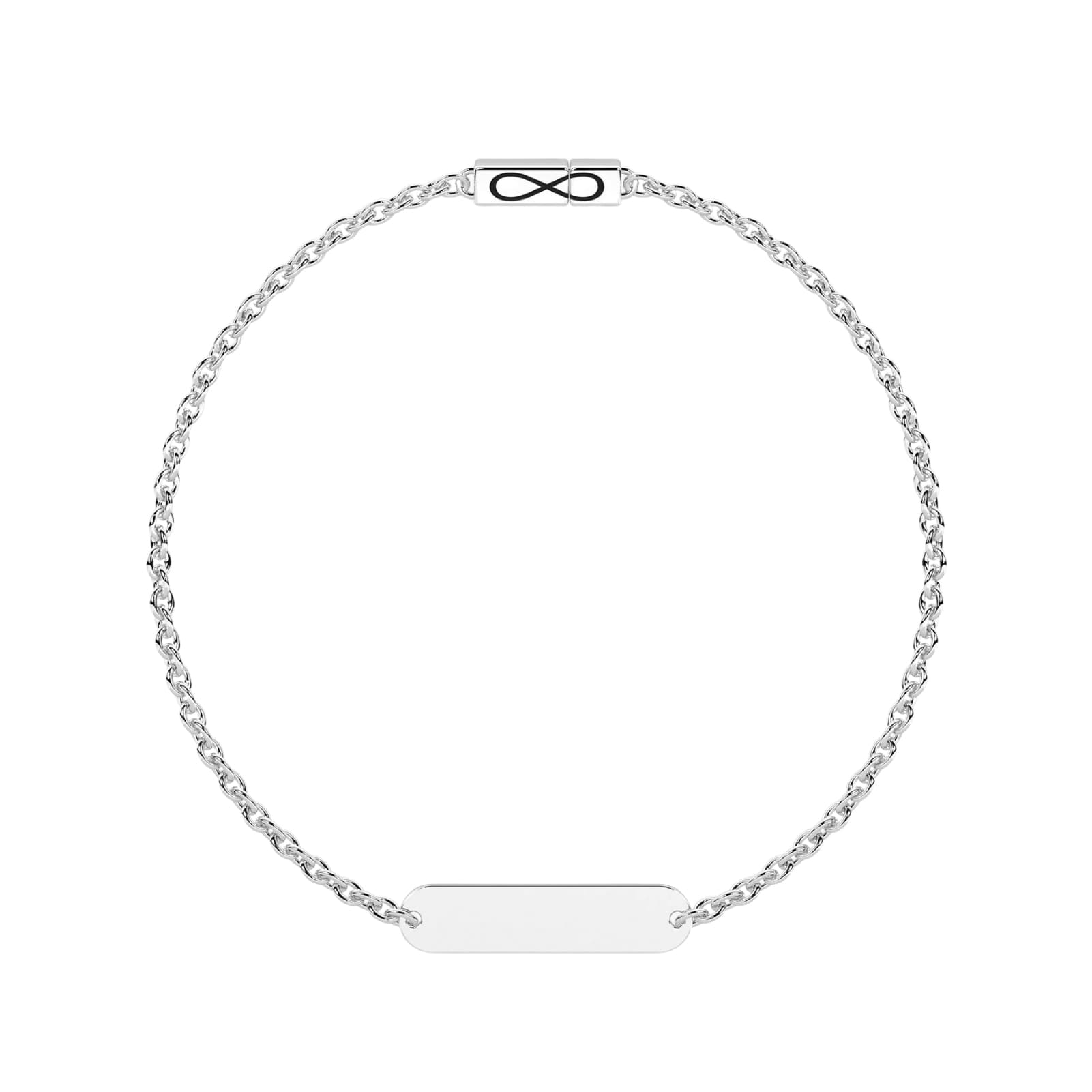 Bracciale Kidult Infinity in acciaio targhetta centrale 16 cm