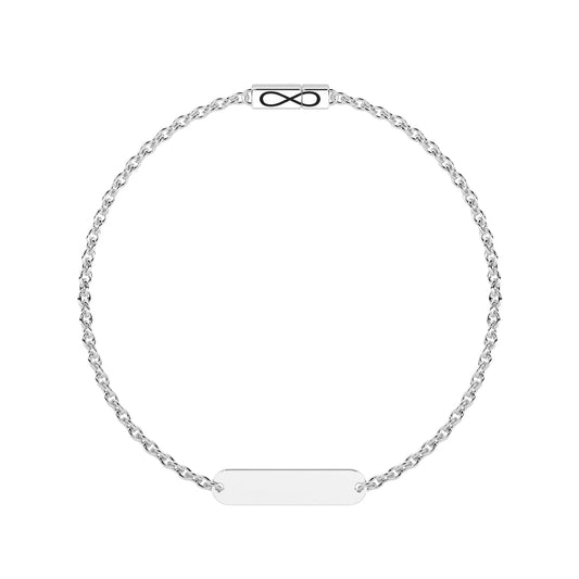 Bracciale Kidult Infinity in acciaio targhetta centrale 16 cm