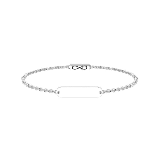 Bracciale Kidult Infinity in acciaio targhetta centrale 16 cm